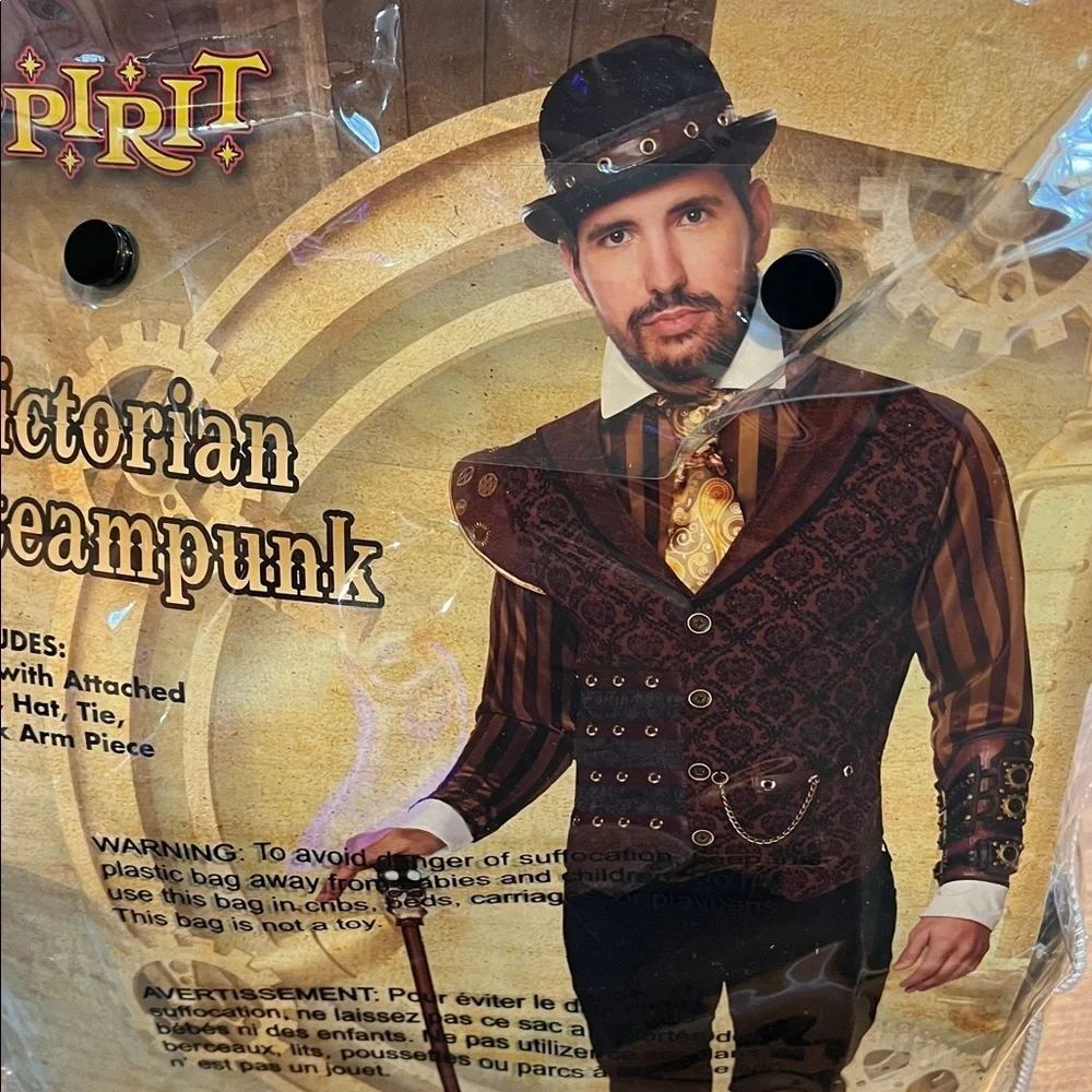 Spirit Victorian Steampunk Outfit with Brown Cane, Adult size medium - Picture 5 of 9